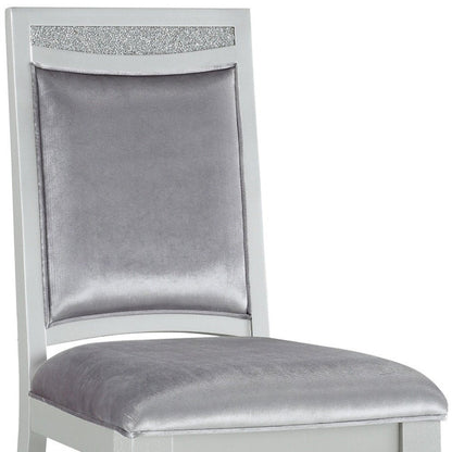 Set of Two Platinum Fabric Dining Side Chairs HomeRoots