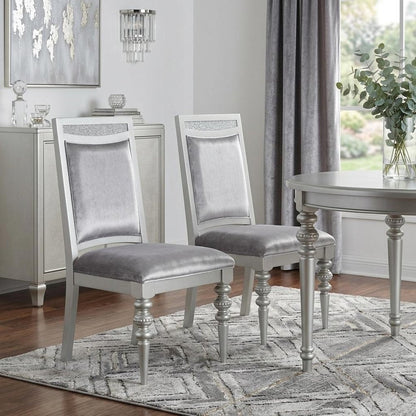 Set of Two Platinum Fabric Dining Side Chairs HomeRoots