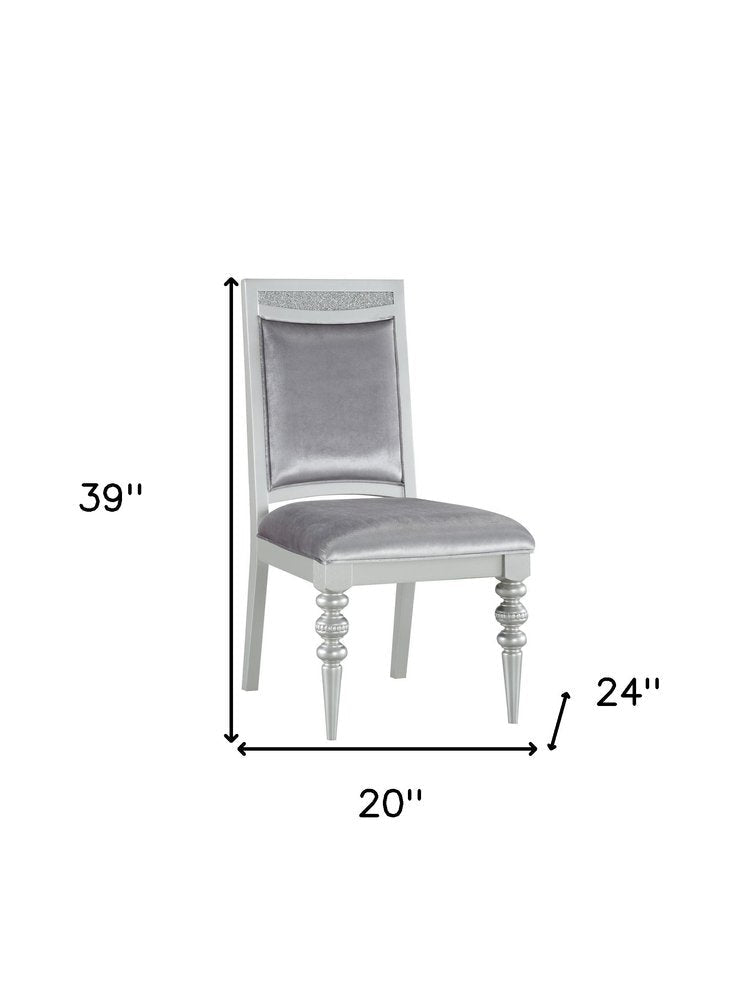 Set of Two Platinum Fabric Dining Side Chairs HomeRoots