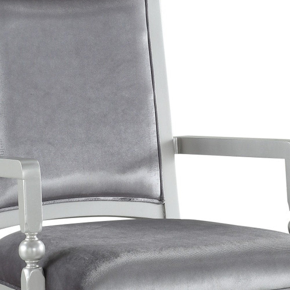 Set of Two Platinum Fabric Dining Arm Chairs HomeRoots