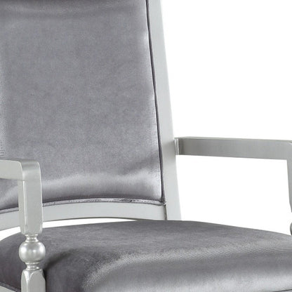 Set of Two Platinum Fabric Dining Arm Chairs HomeRoots
