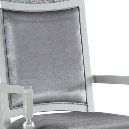 Set of Two Platinum Fabric Dining Arm Chairs HomeRoots