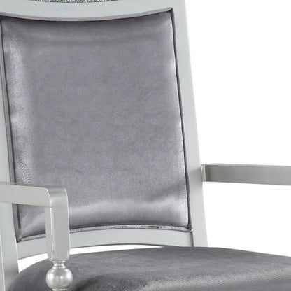 Set of Two Platinum Fabric Dining Arm Chairs HomeRoots