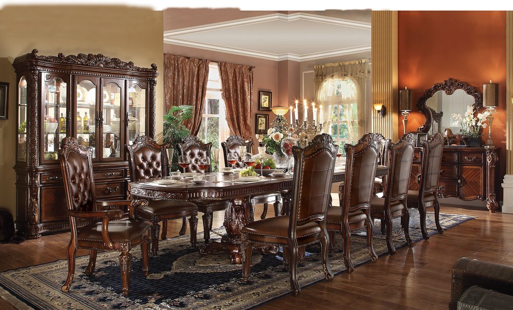 Set of Two Dark Brown and Mahogany Tufted Faux Leather Dining Side Chairs HomeRoots