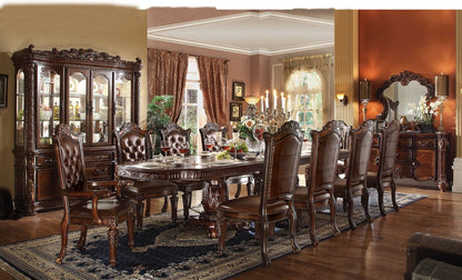 Set of Two Dark Brown and Mahogany Tufted Faux Leather Dining Side Chairs HomeRoots