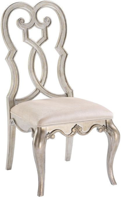 Set of Two Ivory and Champagne Upholstered Velvet And Solid Wood Dining Side Chairs HomeRoots