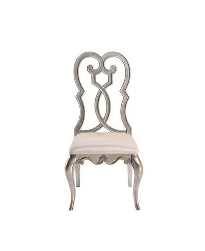 Set of Two Ivory and Champagne Upholstered Velvet And Solid Wood Dining Side Chairs HomeRoots