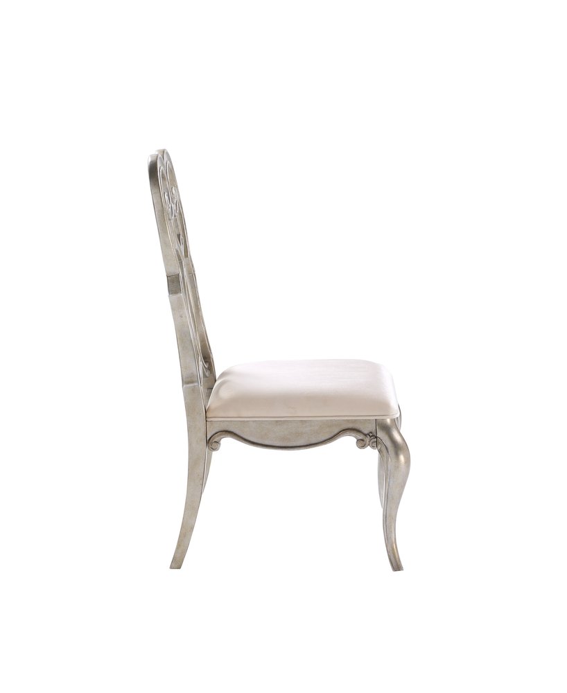Set of Two Ivory and Champagne Upholstered Velvet And Solid Wood Dining Side Chairs HomeRoots