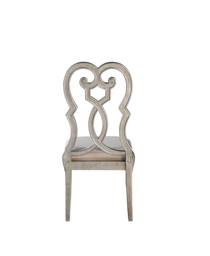 Set of Two Ivory and Champagne Upholstered Velvet And Solid Wood Dining Side Chairs HomeRoots