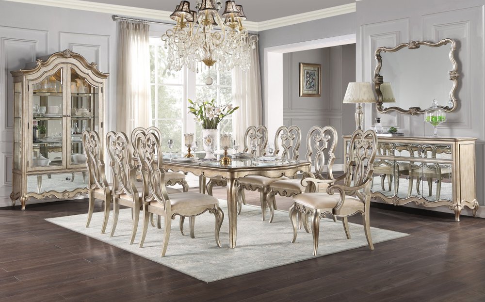 Set of Two Ivory and Champagne Upholstered Velvet And Solid Wood Dining Side Chairs HomeRoots