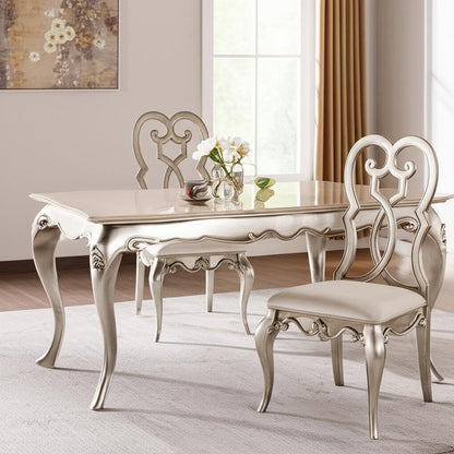 Set of Two Ivory and Champagne Upholstered Velvet And Solid Wood Dining Side Chairs HomeRoots