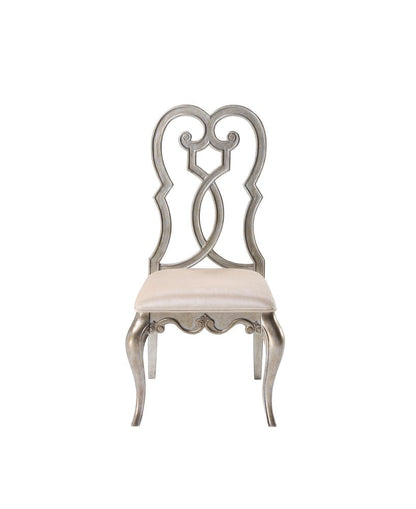 Set of Two Ivory and Champagne Upholstered Velvet And Solid Wood Dining Side Chairs HomeRoots