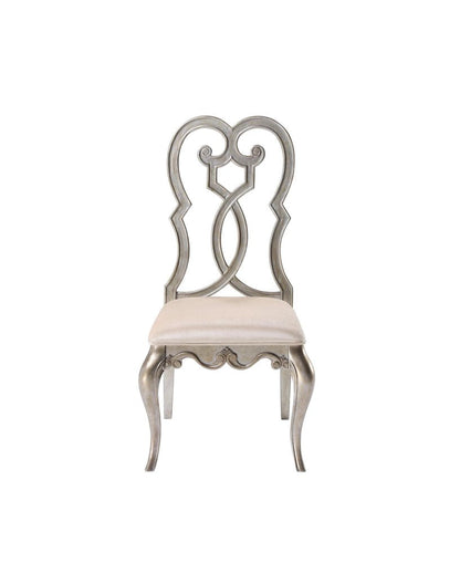 Set of Two Ivory and Champagne Upholstered Velvet And Solid Wood Dining Side Chairs HomeRoots