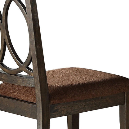 Set of Two Brown and Espresso Fabric Open Back Dining Side Chairs HomeRoots
