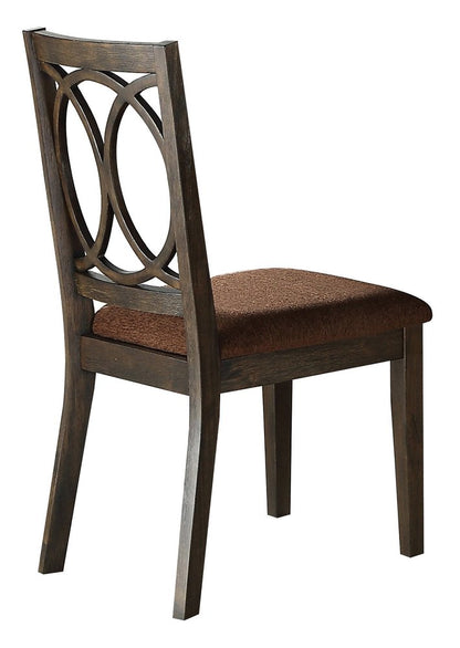 Set of Two Brown and Espresso Fabric Open Back Dining Side Chairs HomeRoots