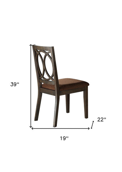 Set of Two Brown and Espresso Fabric Open Back Dining Side Chairs HomeRoots