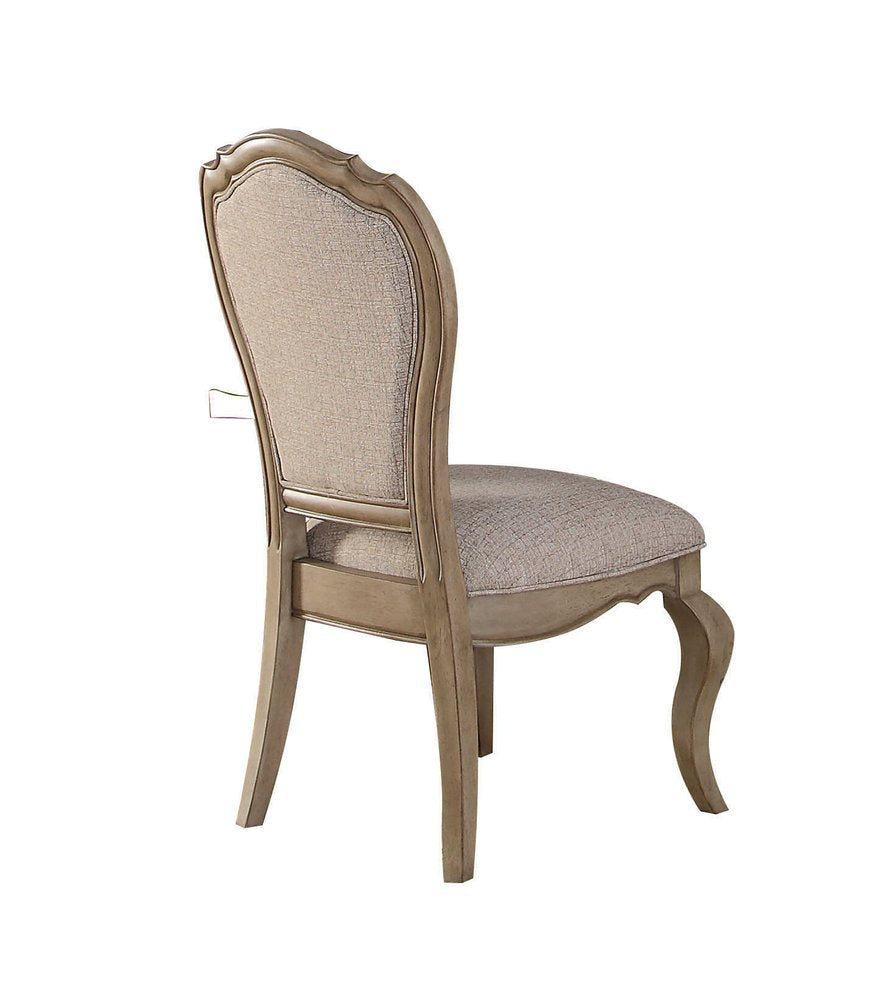Set of Two Tufted Beige and Taupe Upholstered Fabric And Solid Wood Dining Side Chairs HomeRoots
