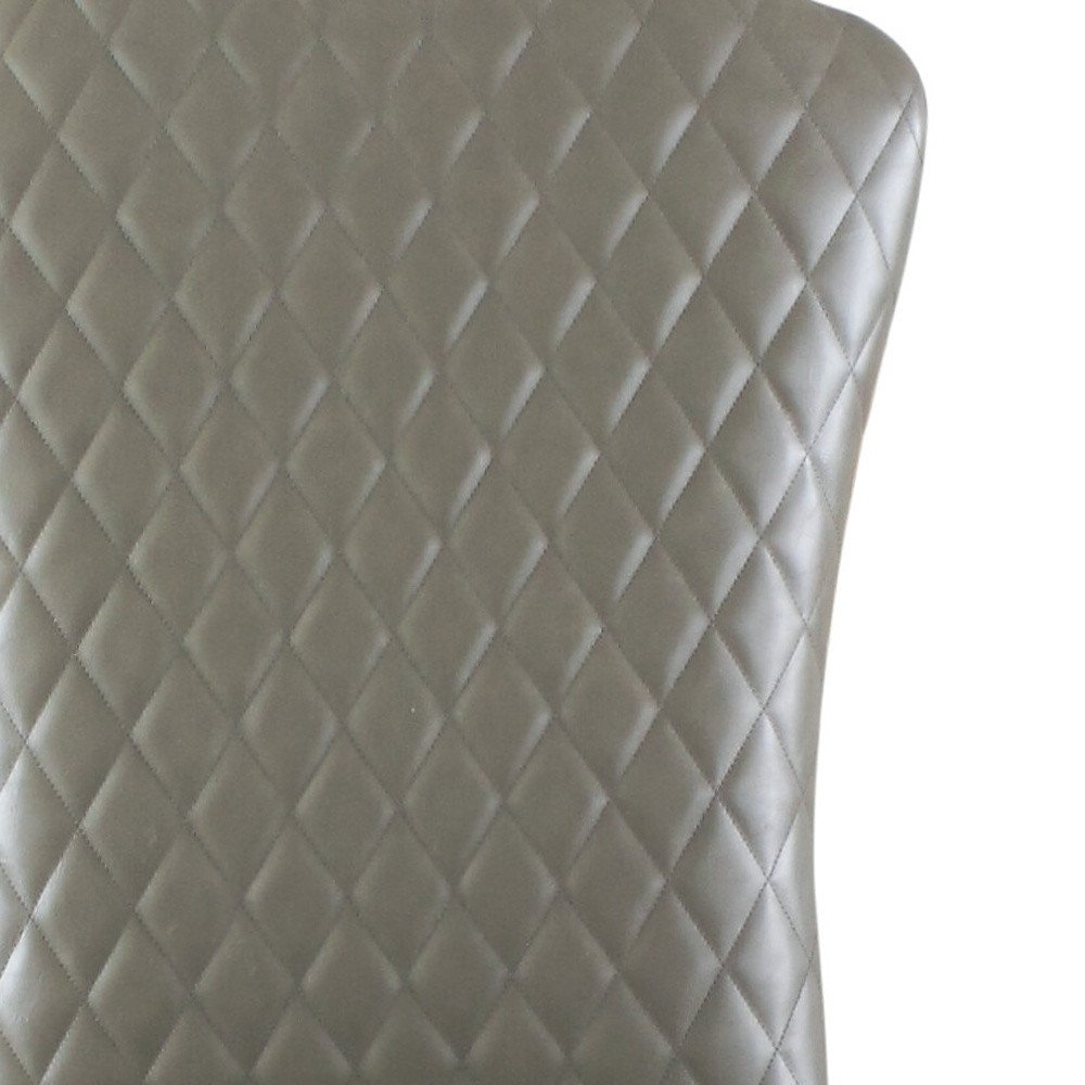 Set of Two Gray And Bone Tufted Faux Leather And Solid Wood Dining Side Chairs — view 5
