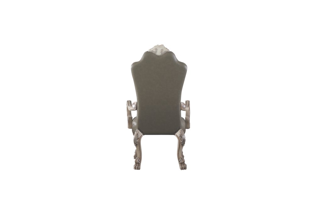 Set of Two Gray And Bone Tufted Faux Leather And Solid Wood Dining Side Chairs — view 15
