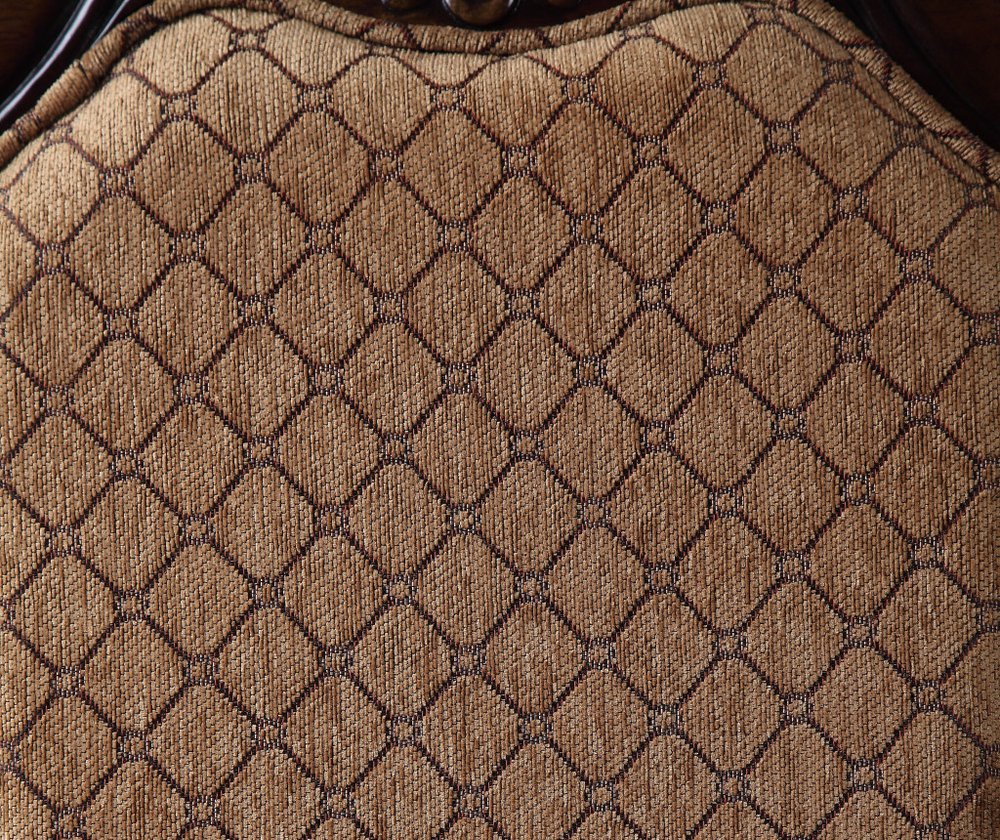 Set of Two Dark Brown And Tan Fabric And Solid Wood Geometric Print Dining Side Chairs — view 7