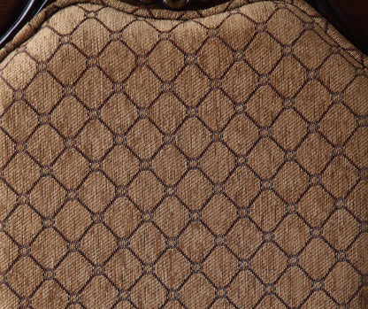 Set of Two Dark Brown And Tan Fabric And Solid Wood Geometric Print Dining Side Chairs HomeRoots