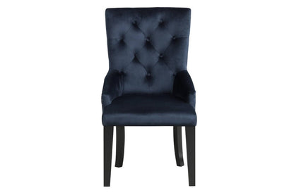 Tufted Dark Blue and Black Upholstered Velvet Dining Parsons Chair HomeRoots