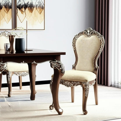 Set of Two Gray and Oak Upholstered Chenille And Solid Wood Dining Side Chairs HomeRoots