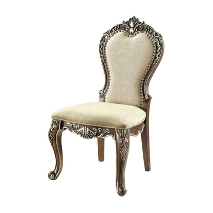 Set of Two Gray and Oak Upholstered Chenille And Solid Wood Dining Side Chairs HomeRoots