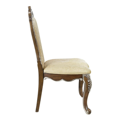 Set of Two Gray and Oak Upholstered Chenille And Solid Wood Dining Side Chairs HomeRoots