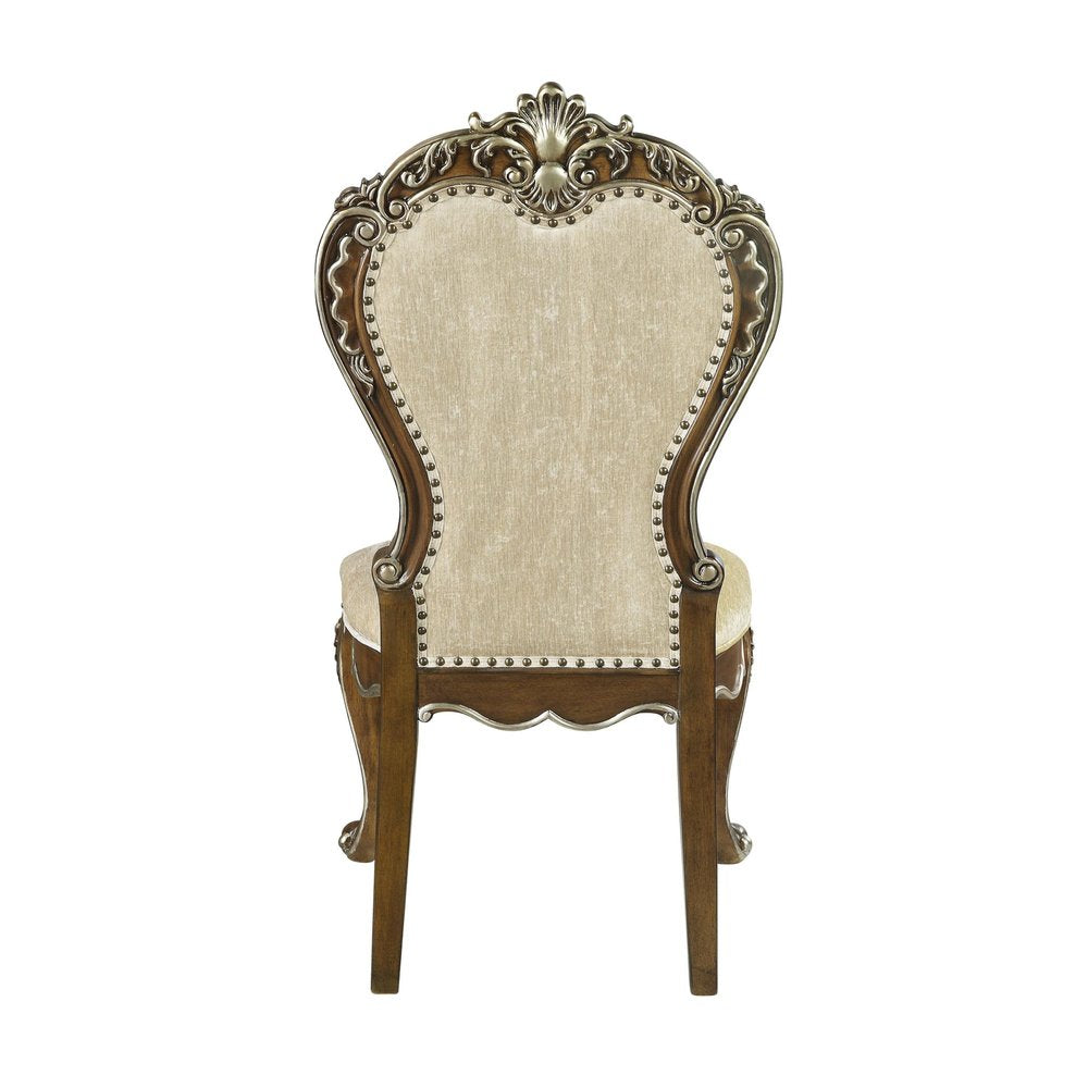 Set of Two Gray and Oak Upholstered Chenille And Solid Wood Dining Side Chairs HomeRoots