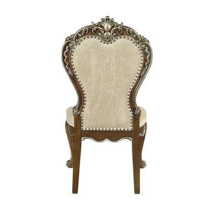 Set of Two Gray and Oak Upholstered Chenille And Solid Wood Dining Side Chairs HomeRoots