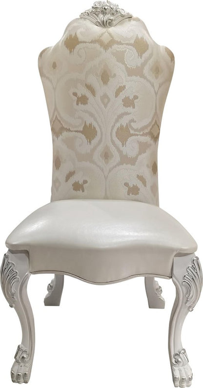 Set of Two Beige Light Brown And Bone Fabric And Faux Leather And Solid Wood Dining Side Chairs HomeRoots