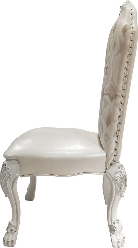 Set of Two Beige Light Brown And Bone Fabric And Faux Leather And Solid Wood Dining Side Chairs HomeRoots