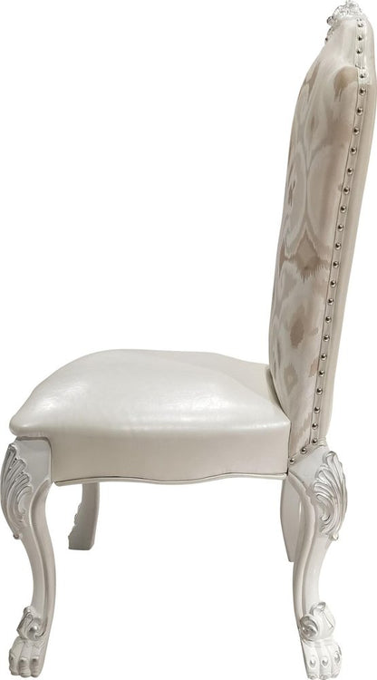 Set of Two Beige Light Brown And Bone Fabric And Faux Leather And Solid Wood Dining Side Chairs HomeRoots