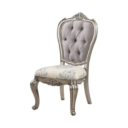 Set of Two Beige Gray And Platinum Tufted Velvet And Solid Wood Dining Side Chairs HomeRoots