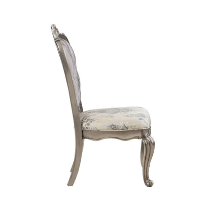 Set of Two Beige Gray And Platinum Tufted Velvet And Solid Wood Dining Side Chairs HomeRoots