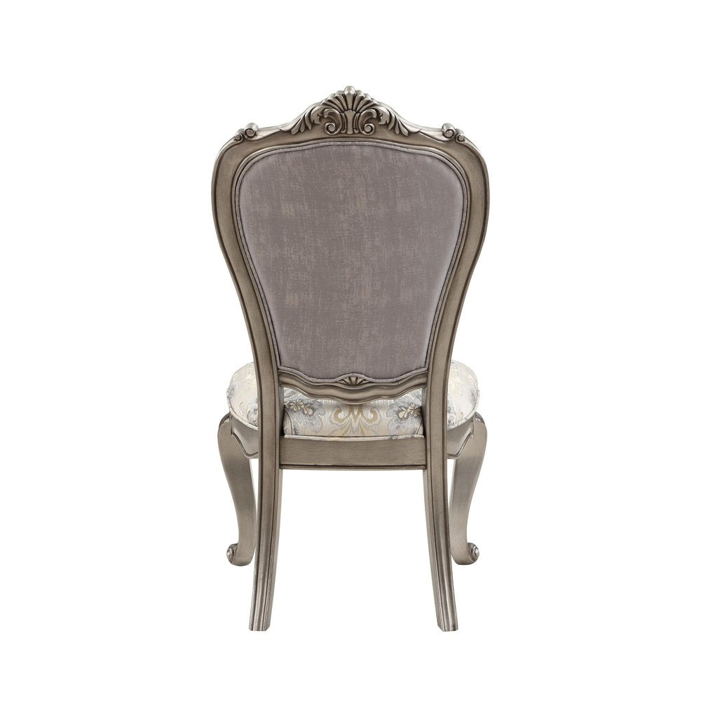 Set of Two Beige Gray And Platinum Tufted Velvet And Solid Wood Dining Side Chairs HomeRoots