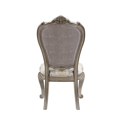 Set of Two Beige Gray And Platinum Tufted Velvet And Solid Wood Dining Side Chairs HomeRoots