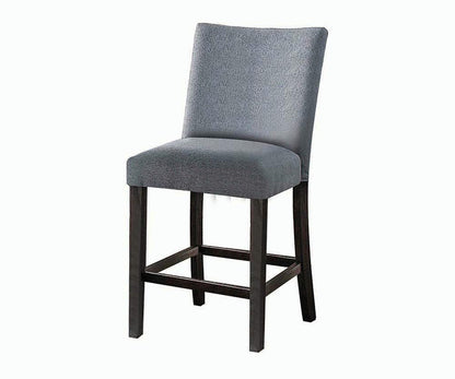 Set of Two 25" Gray And Espresso Fabric And Solid Wood Counter Height Bar Chairs HomeRoots
