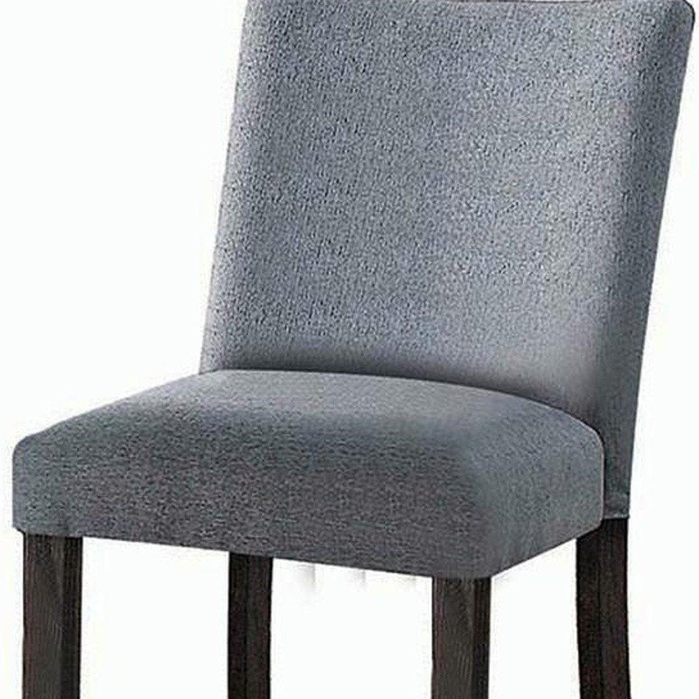 Set of Two 25" Gray And Espresso Fabric And Solid Wood Counter Height Bar Chairs HomeRoots
