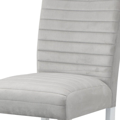 Set of Two 25" Gray And White Velvet And Solid Wood Counter Height Bar Chairs HomeRoots