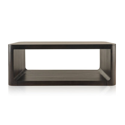 48" Walnut Solid Wood Floor Shelf Coffee Table With Shelf HomeRoots