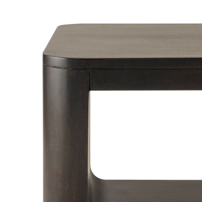 48" Walnut Solid Wood Floor Shelf Coffee Table With Shelf HomeRoots