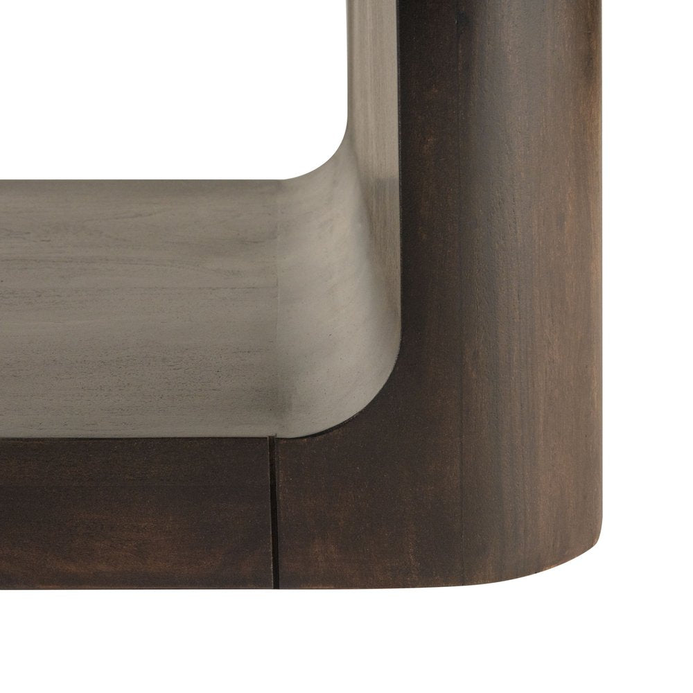 48" Walnut Solid Wood Floor Shelf Coffee Table With Shelf HomeRoots