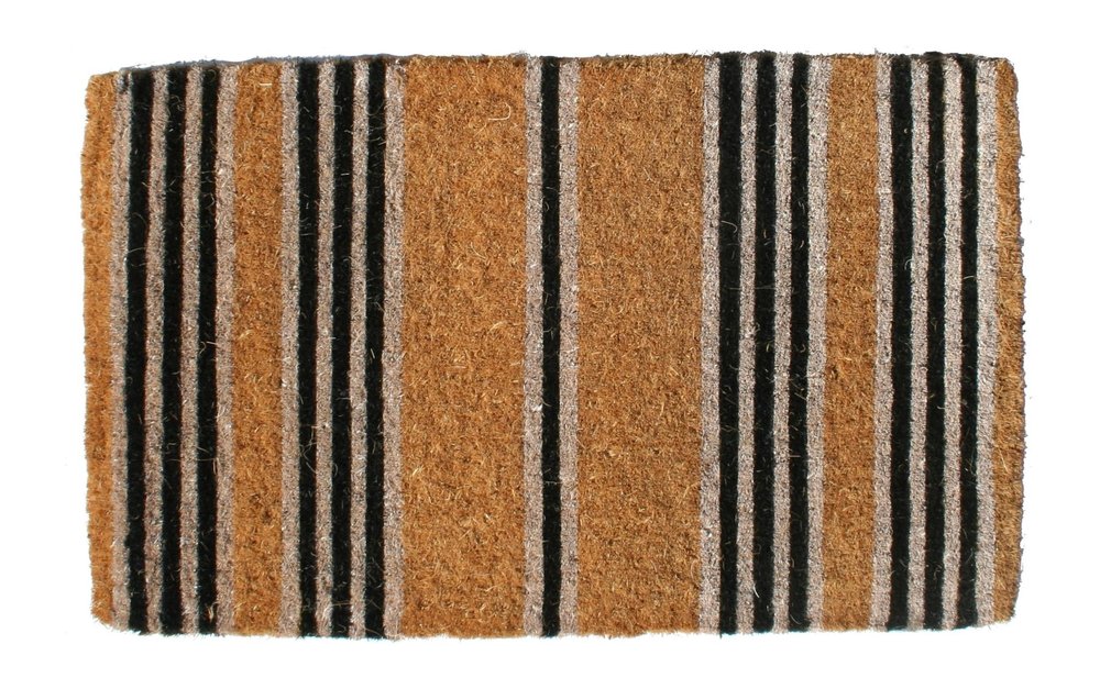 18" X 48" Brown and Black Coir Striped Outdoor Door Mat — view 1