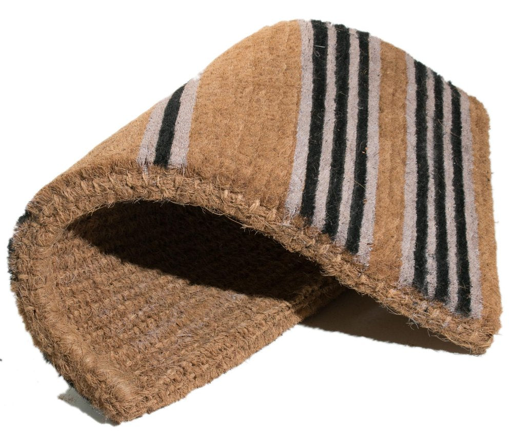 18" X 48" Brown and Black Coir Striped Outdoor Door Mat — view 3