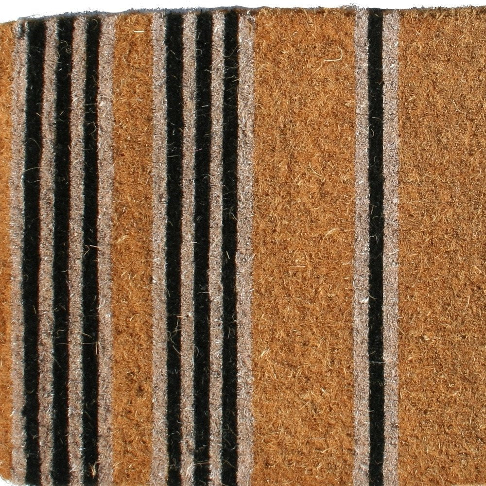 18" X 48" Brown and Black Coir Striped Outdoor Door Mat — view 4