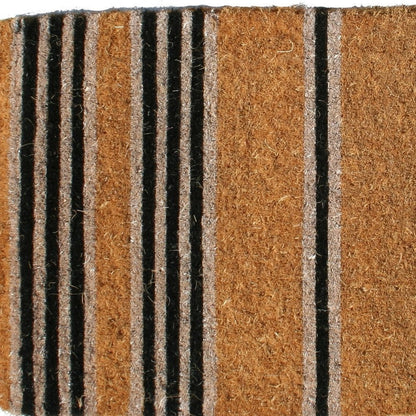 18" X 48" Brown and Black Coir Striped Outdoor Door Mat