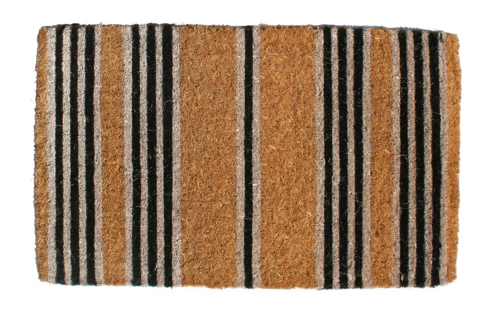 18" X 48" Brown and Black Coir Striped Outdoor Door Mat