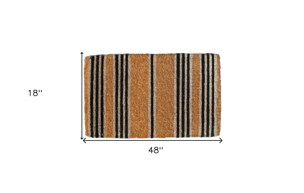 18" X 48" Brown and Black Coir Striped Outdoor Door Mat — view 6